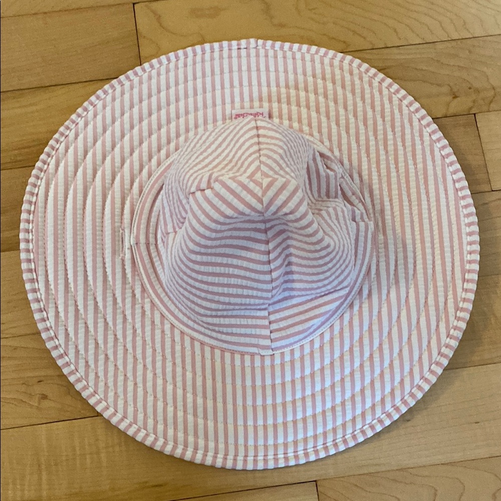 Ruffle butts pink white seersucker beach hat 0-12 mo